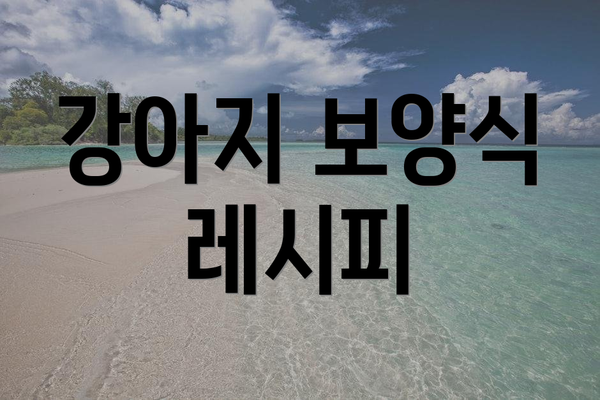 강아지 보양식 레시피