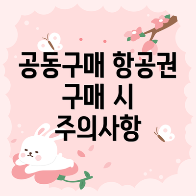 공동구매 항공권 구매 시 주의사항