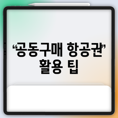 공동구매 항공권 활용 팁