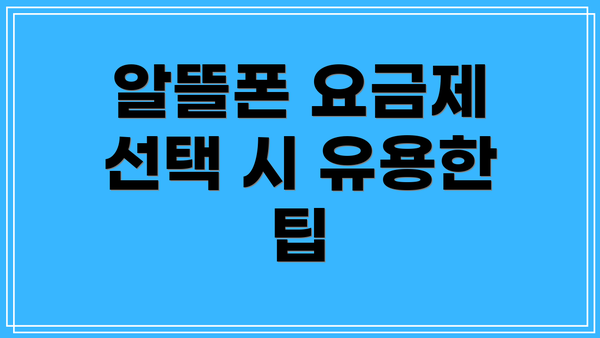 알뜰폰 요금제 선택 시 유용한 팁