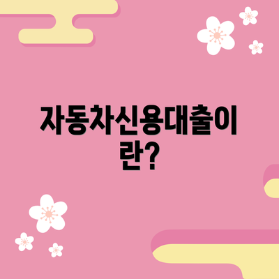 자동차신용대출이란?