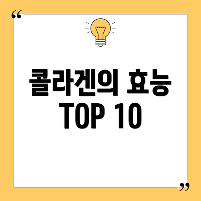 콜라겐의 효능 TOP 10