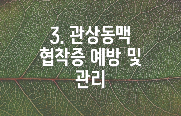 3. 관상동맥 협착증 예방 및 관리