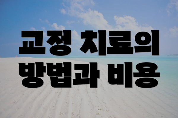 교정 치료의 방법과 비용