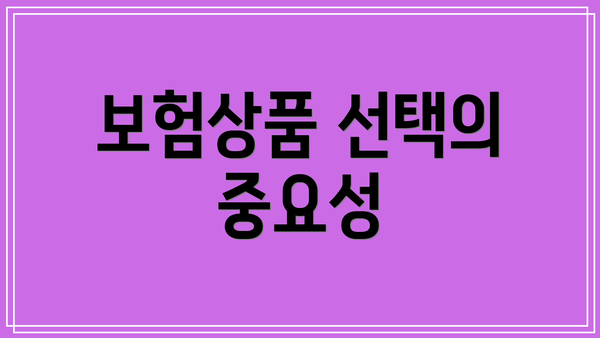 보험상품 선택의 중요성