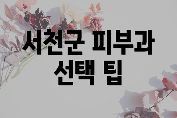 서천군 피부과 선택 팁