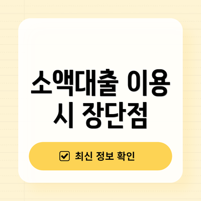 소액대출 이용 시 장단점