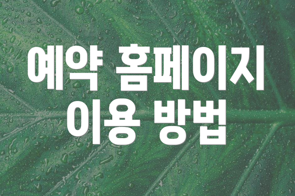 예약 홈페이지 이용 방법