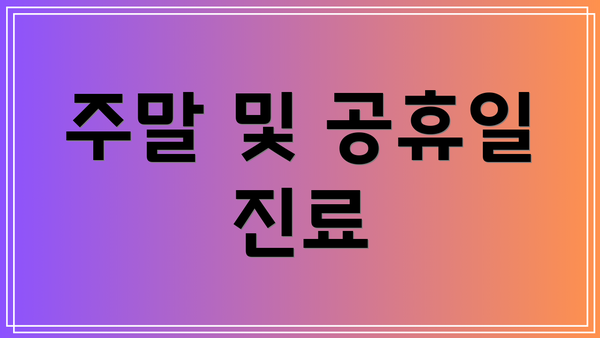 주말 및 공휴일 진료