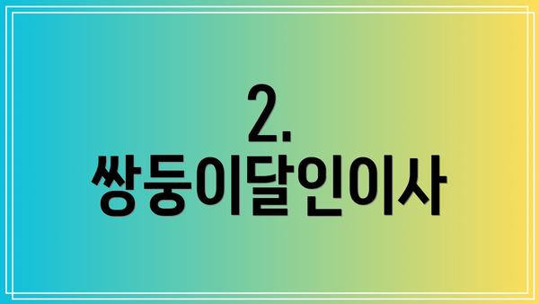 2. 쌍둥이달인이사